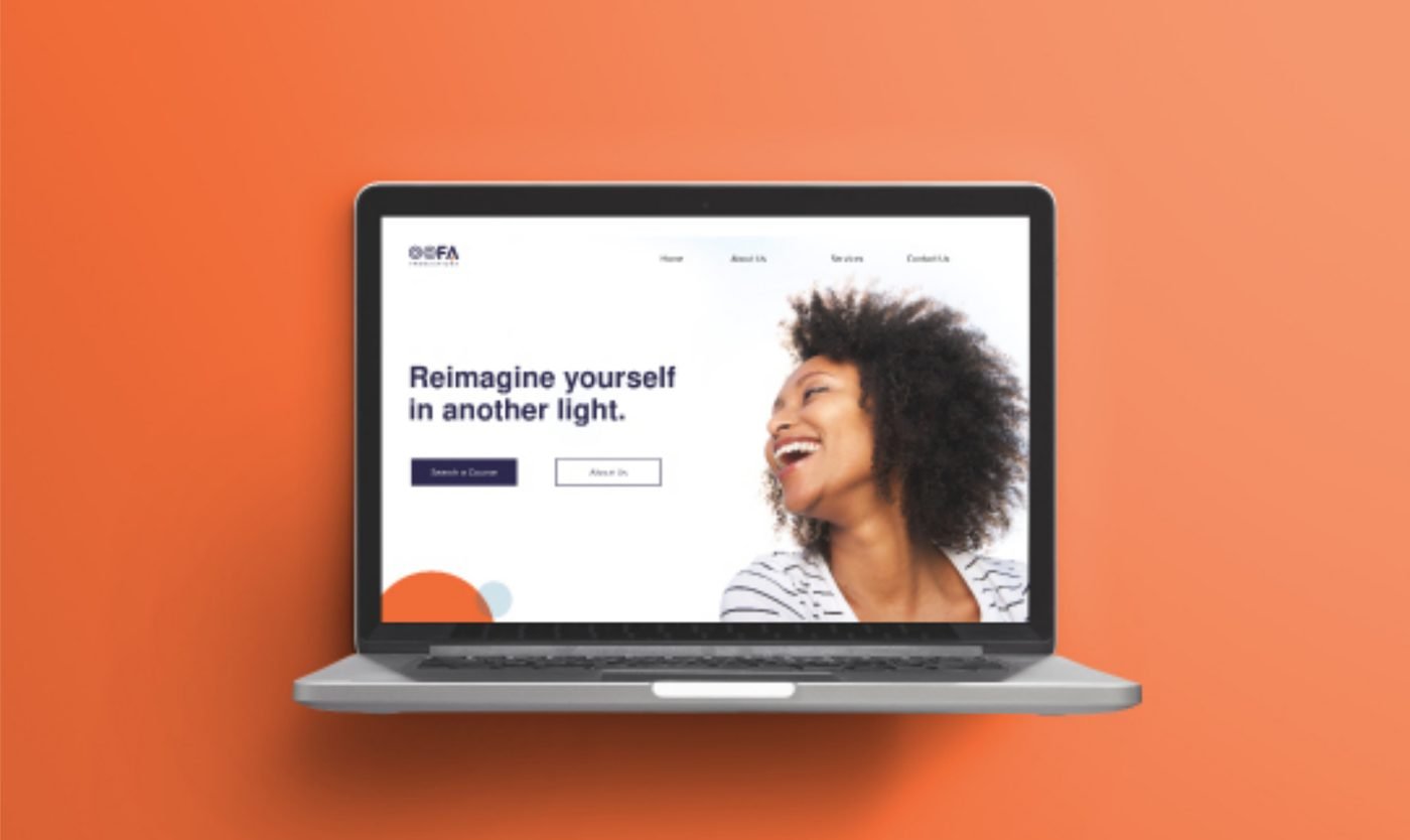 OOFA website homepage on a laptop